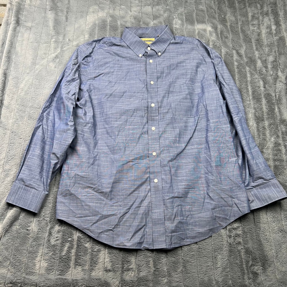 Roundtree & Yorke Gold Label Mens XL Blue Non-Iron Cotton Button Down Shirt